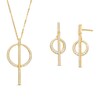Thumbnail Image 1 of Previously Owned - Lab-Created White Sapphire Bar and Circle Necklace and Drop Earrings Set