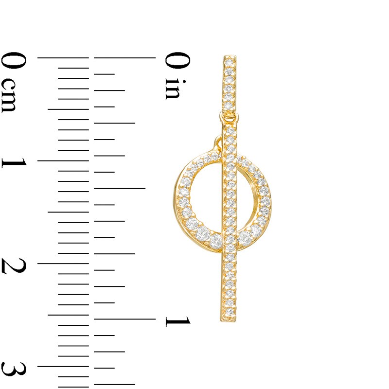 Main Image 4 of Previously Owned - Lab-Created White Sapphire Bar and Circle Necklace and Drop Earrings Set