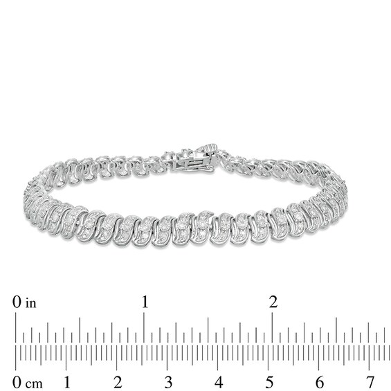 Previously Owned - 1 CT. T.w. Diamond Cascading Tennis-Style "S" Bracelet in Sterling Silver - 7.25"