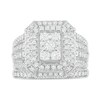 Thumbnail Image 4 of Previously Owned - 1-1/3 CT. T.W. Emerald Multi-Diamond Rectangle Frame Vintage-Style Bridal Set in 10K White Gold