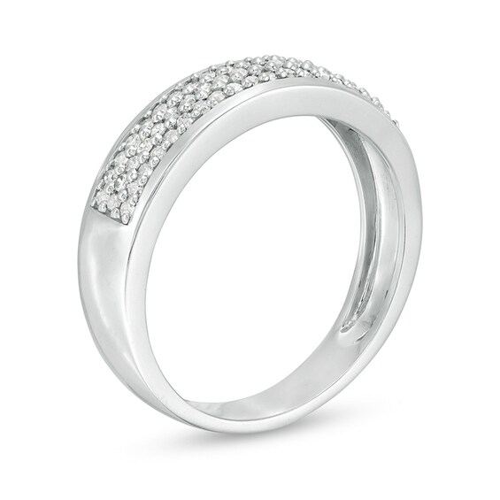 Previously Owned - 3/8 CT. T.w. Diamond Triple Row Wedding Band in 10K White Gold