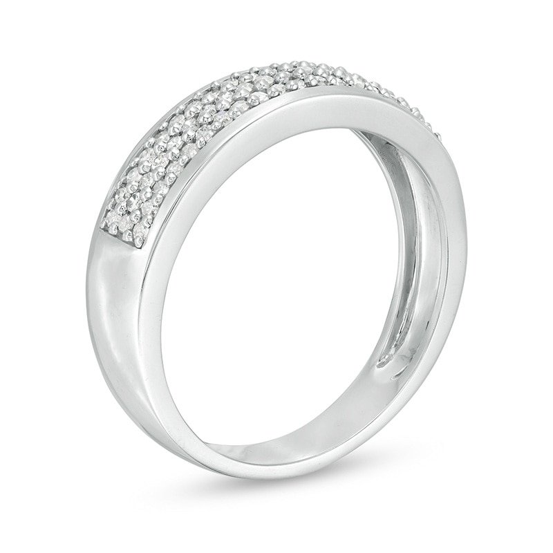 Main Image 3 of Previously Owned - 3/8 CT. T.W. Diamond Triple Row Wedding Band in 10K White Gold