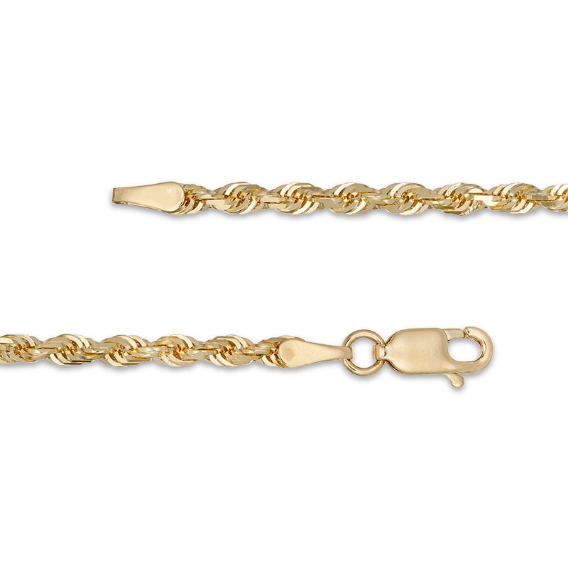 Main Image 3 of Previously Owned - 3.0mm Diamond-Cut Rope Chain Necklace in 10K Gold - 22"