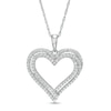 Thumbnail Image 1 of Previously Owned - 1/2 CT. T.W. Diamond Double Heart Pendant in Sterling Silver