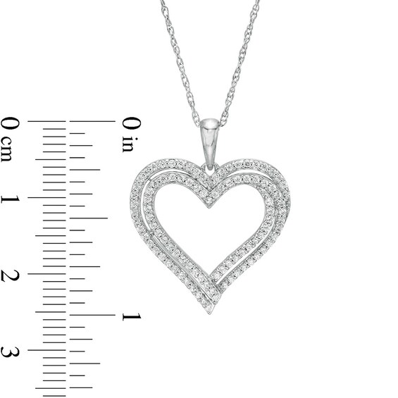 Previously Owned - 1/2 CT. T.w. Diamond Double Heart Pendant in Sterling Silver