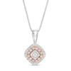 Thumbnail Image 1 of Previously Owned - 1/5 CT. T.W. Diamond Tilted Cushion Frame Pendant in Sterling Silver and 10K Rose Gold