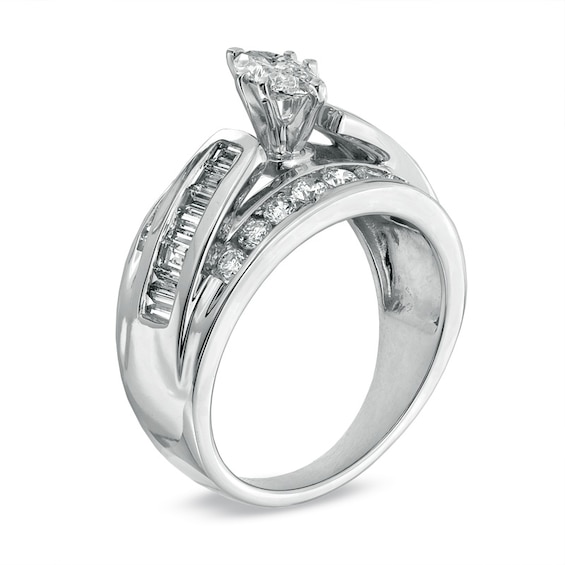 Previously Owned - 1-1/2 CT. T.w. Marquise Diamond Engagement Ring in 14K White Gold