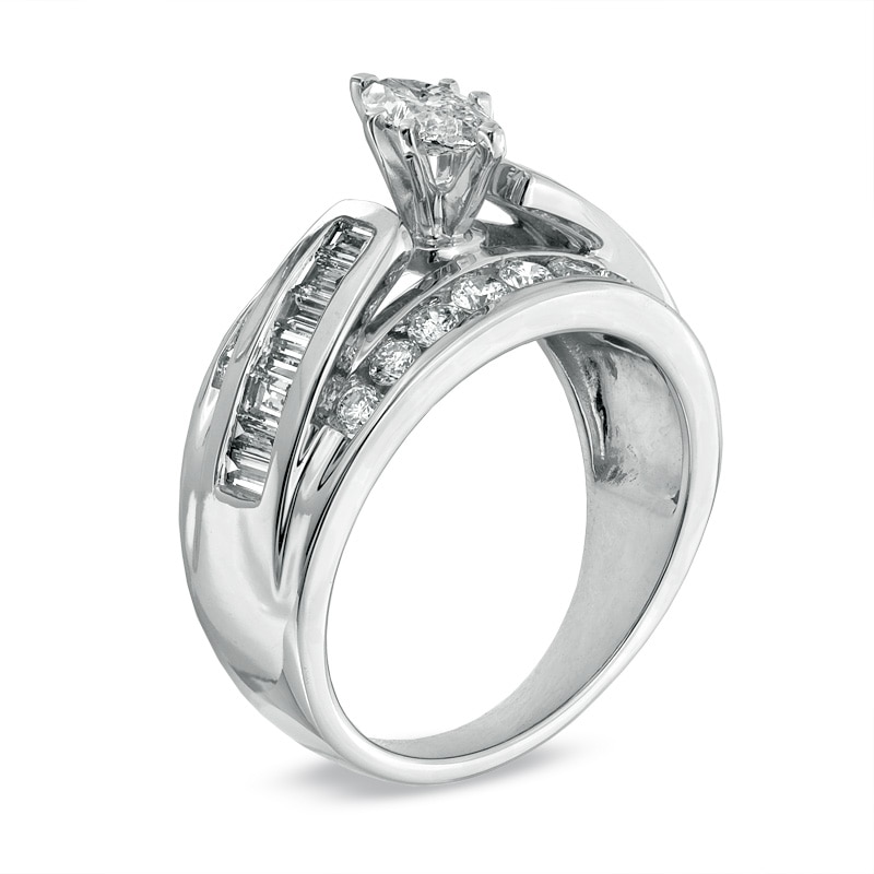 Previously Owned - 1-1/2 CT. T.W. Marquise Diamond Engagement Ring in 14K White Gold