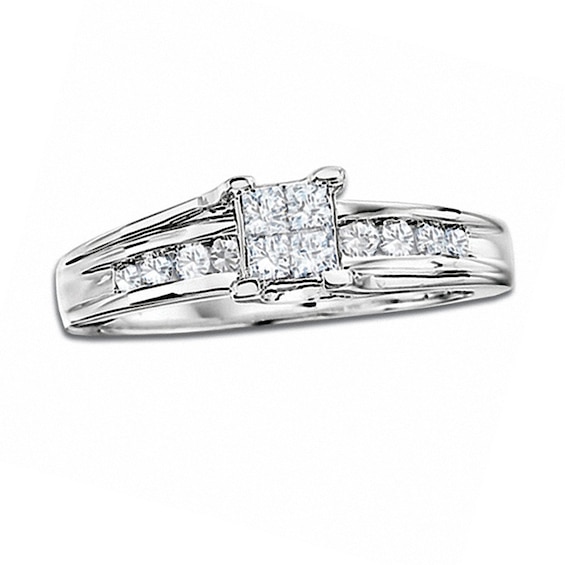Previously Owned - 1/2 CT. T.w. Quad Princess Diamond Ring in 14K White Gold