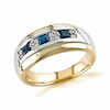 Thumbnail Image 1 of Previously Owned Square-Cut Blue Sapphire and 1/6 CT. T.W. Diamond Band in 14K Two-Tone Gold