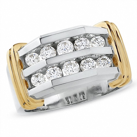 Previously Owned - 1 CT. T.w. Diamond Double Row Band in 10K Two-Tone Gold