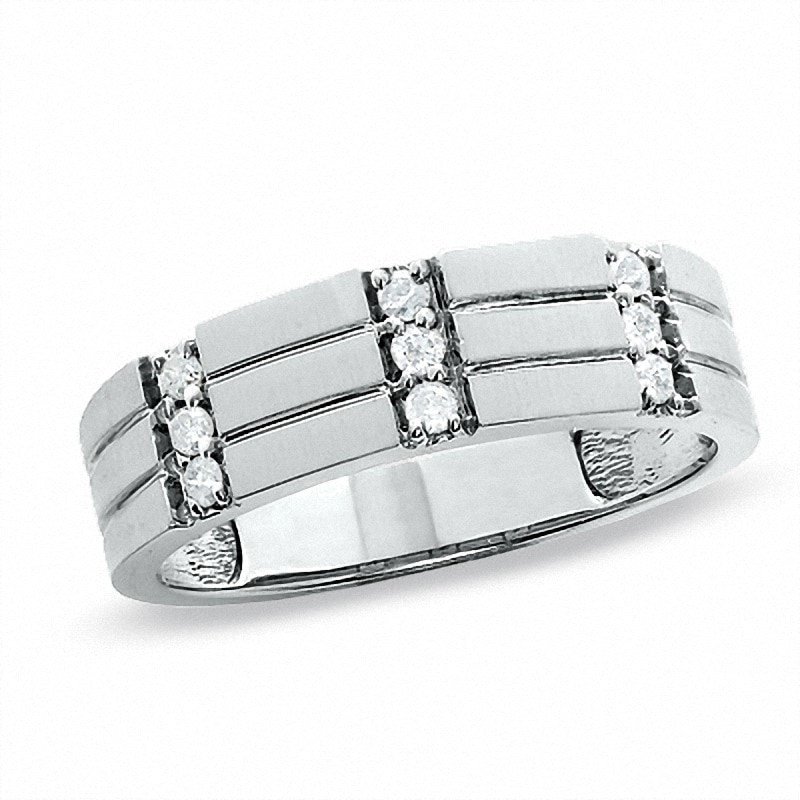 Main Image 1 of Previously Owned - 1/5 CT. T.W. Diamond Wedding Band in 10K White Gold