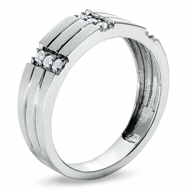 Main Image 2 of Previously Owned - 1/5 CT. T.W. Diamond Wedding Band in 10K White Gold