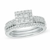 Thumbnail Image 1 of Previously Owned - 1-1/4 CT. T.W. Quad Princess-Cut Diamond Bridal Set in 14K White Gold