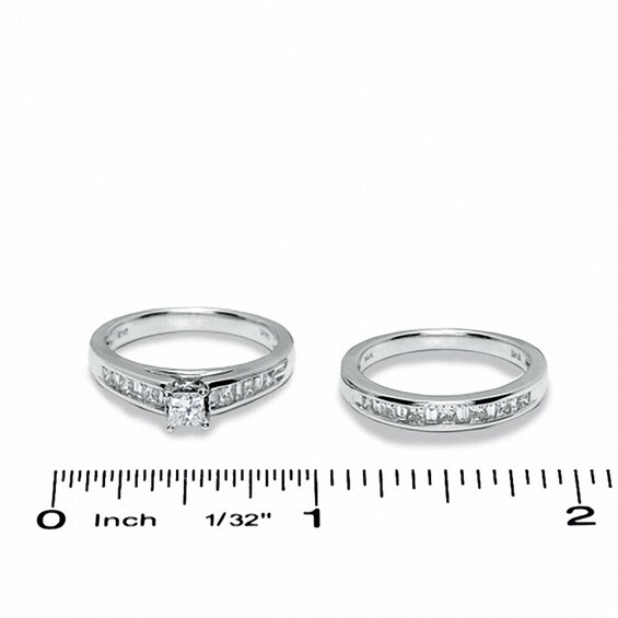 Previously Owned - 1 CT. T.w. Princess-Cut Diamond Bridal Set in 14K White Gold
