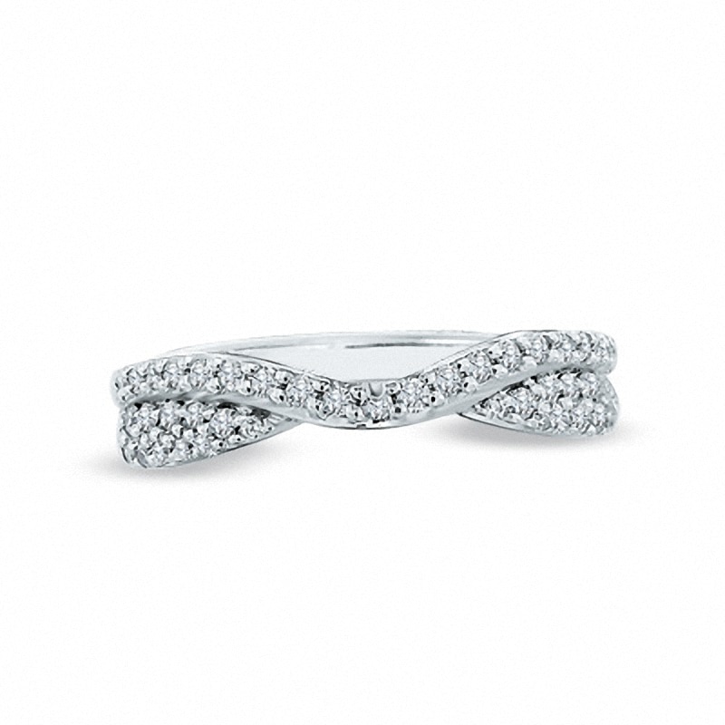 Main Image 1 of Previously Owned - 3/8 CT. T.W. Diamond Pavé Double Twist Contour Band in 14K White Gold