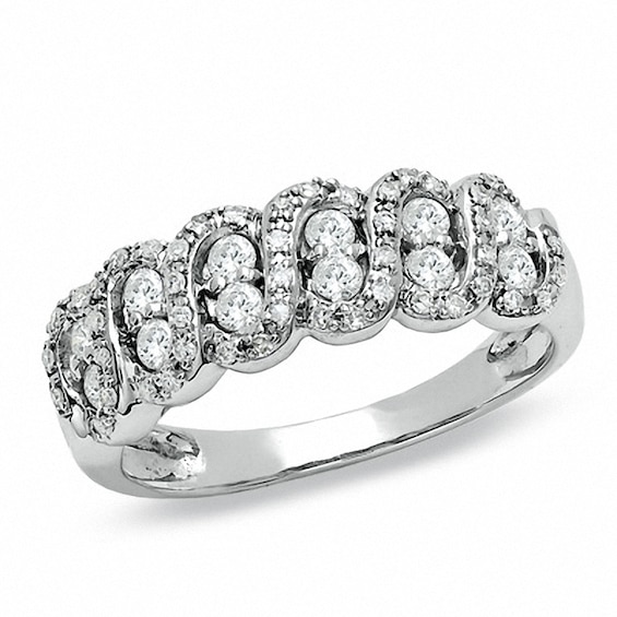 Previously Owned - 1/2 CT. T.w. Diamond Swirl Band in 10K White Gold