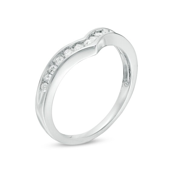 Previously Owned - 1/4 CT. T.w. Diamond Chevron Channel Band in 10K White Gold