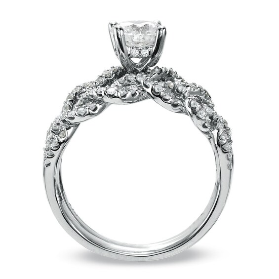 Previously Owned - 1-1/4 CT. T.w. Diamond Twist Bridal Set in 14K White Gold