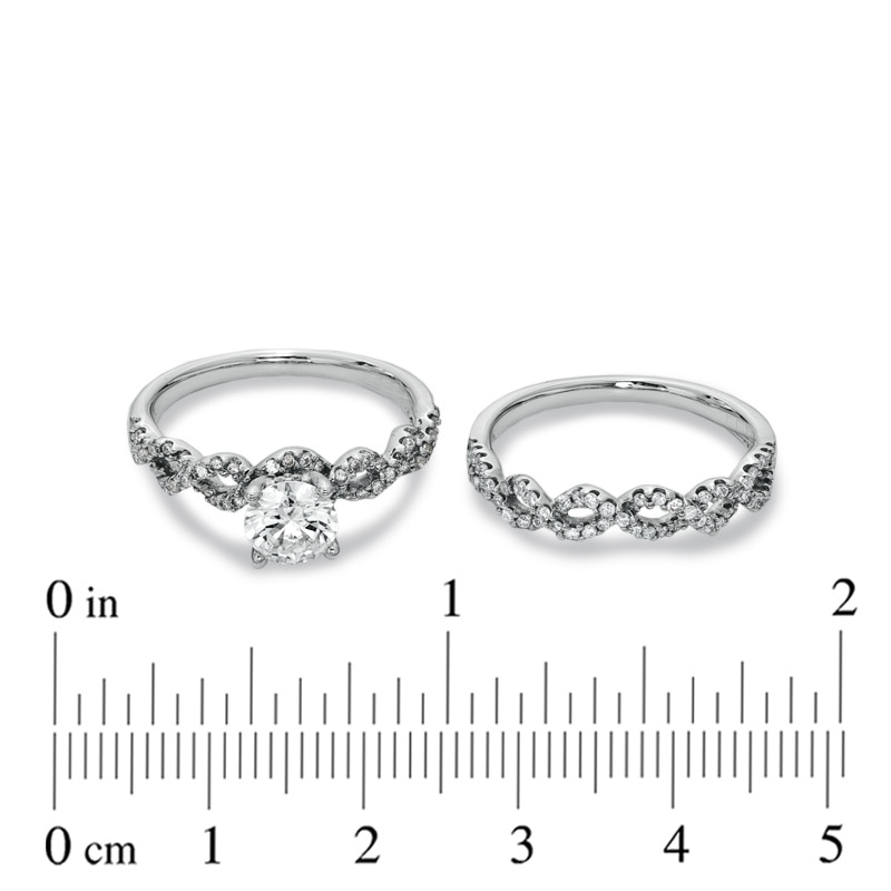 Main Image 3 of Previously Owned - 1-1/4 CT. T.W. Diamond Twist Bridal Set in 14K White Gold