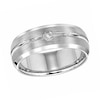 Thumbnail Image 1 of Previously Owned - Triton 8.0mm Comfort Fit Diamond Accent Groove Tungsten Wedding Band