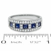 Thumbnail Image 3 of Previously Owned - 1/3 CT. T.W. Diamond and Princess-Cut Blue Sapphire Anniversary Band in 14K White Gold
