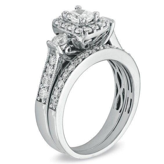 Previously Owned - 1-1/4 CT. T.w. Radiant-Cut Diamond Bridal Set in 14K White Gold