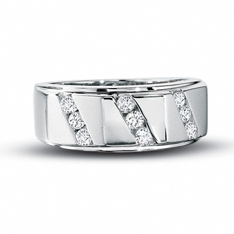 Main Image 1 of Previously Owned - 1/2 CT. T.W. 9-Stone Diamond Wedding Band in 10K White Gold