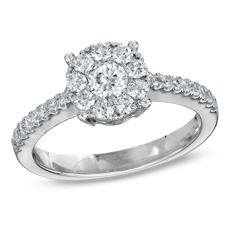 Main Image 1 of Previously Owned - 5/8 CT. T.W. Diamond Composite Engagement Ring in 10K White Gold