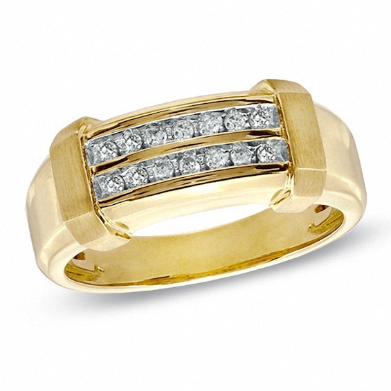 Previously Owned - 1/5 CT. T.w. Diamond Double Row Wedding Band in 10K Gold