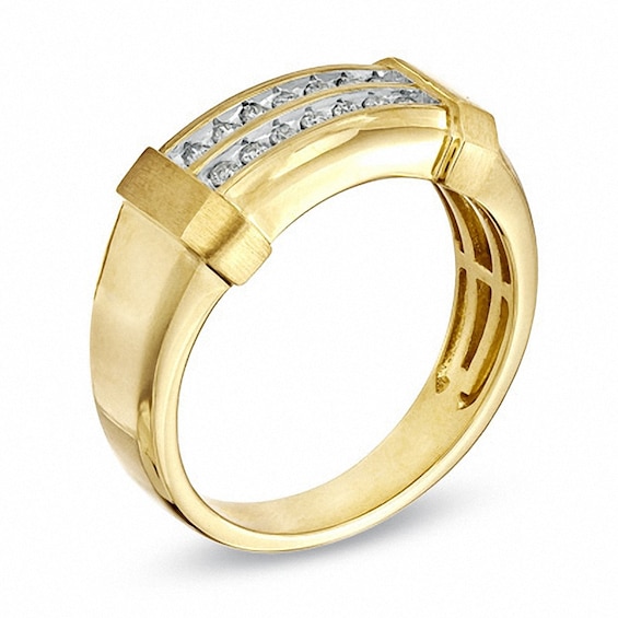 Previously Owned - 1/5 CT. T.w. Diamond Double Row Wedding Band in 10K Gold