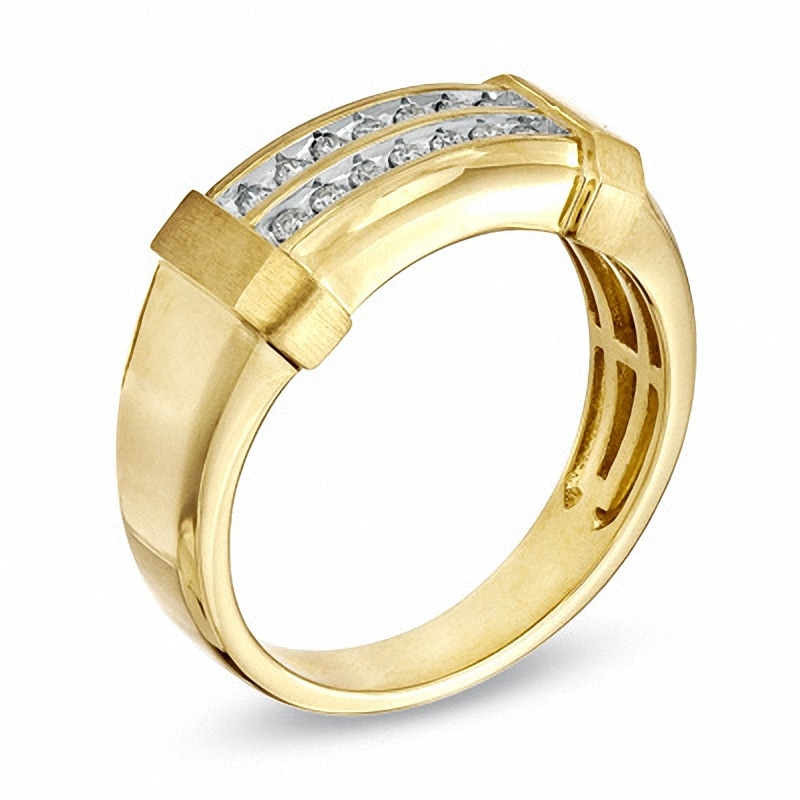 Main Image 2 of Previously Owned - 1/5 CT. T.W. Diamond Double Row Wedding Band in 10K Gold