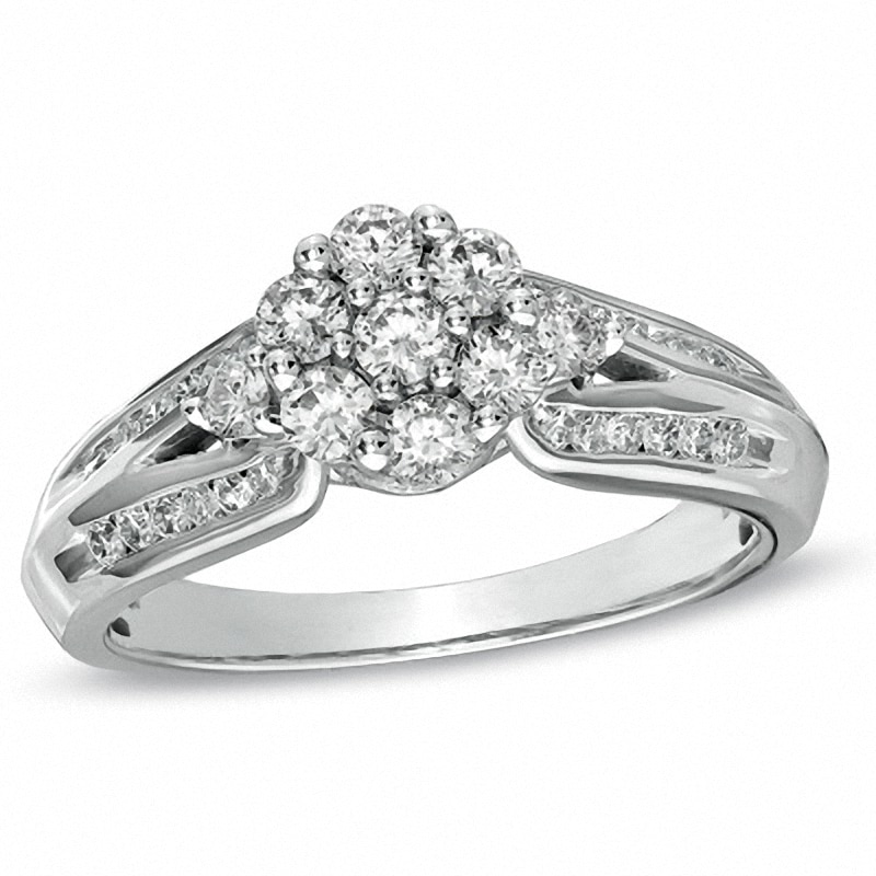 Main Image 1 of Previously Owned 3/4 CT. T.W. Composite Diamond Engagement Ring in 10K White Gold