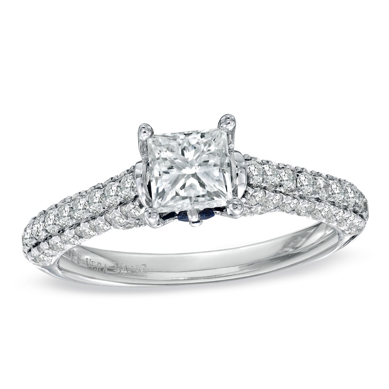 Main Image 1 of Previously Owned - Vera Wang Love Collection 1-1/2 CT. T.W. Princess-Cut Diamond Engagement Ring in 14K White Gold
