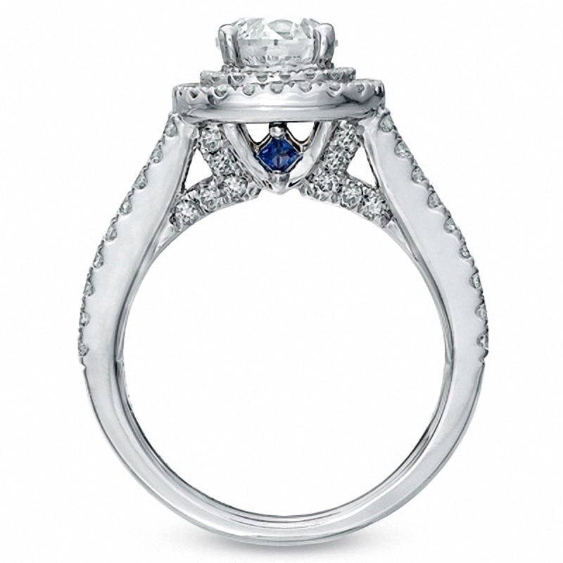 Previously Owned - Vera Wang Love Collection 2 CT. T.W. Diamond Frame Split Shank Engagement Ring in 14K White Gold