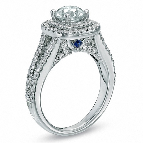 Previously Owned - Vera Wang Love Collection 2 CT. T.w. Diamond Frame Split Shank Engagement Ring in 14K White Gold