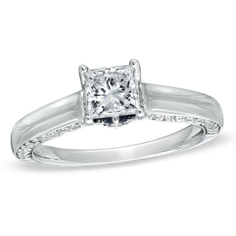 Main Image 1 of Previously Owned - Vera Wang Love Collection 1-1/8 CT. T.W. Princess-Cut Diamond Engagement Ring in 14K White Gold
