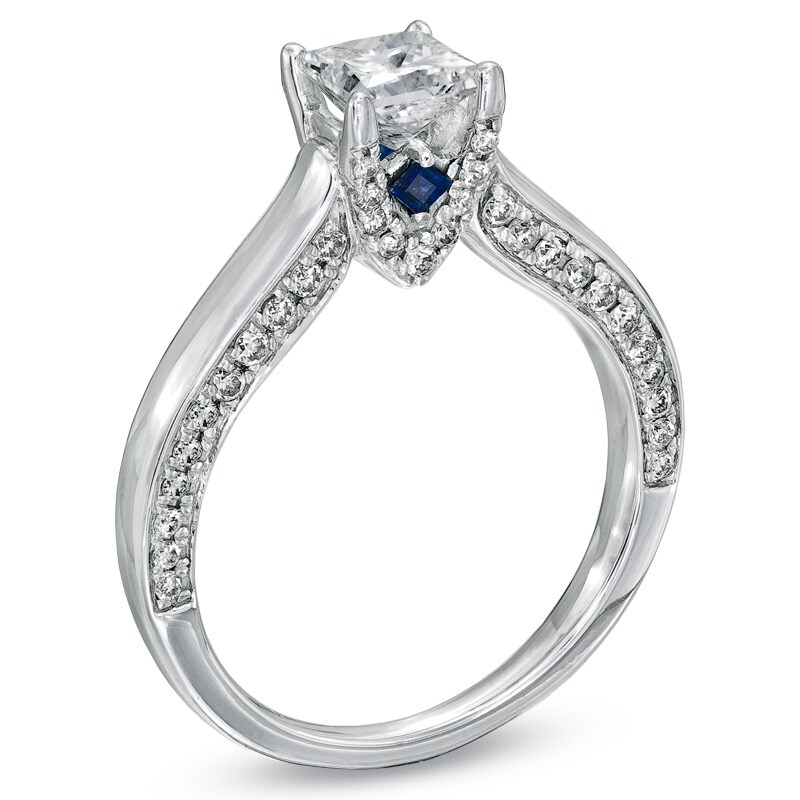 Main Image 3 of Previously Owned - Vera Wang Love Collection 1-1/8 CT. T.W. Princess-Cut Diamond Engagement Ring in 14K White Gold