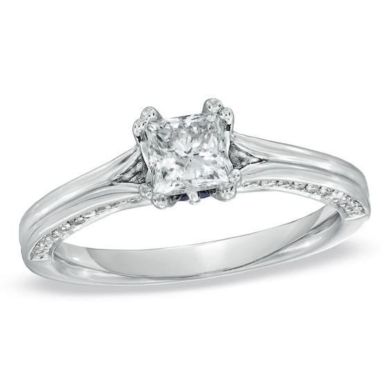 Previously Owned - Vera Wang Love Collection 7/8 CT. T.w. Princess-Cut Diamond Engagement Ring in 14K White Gold