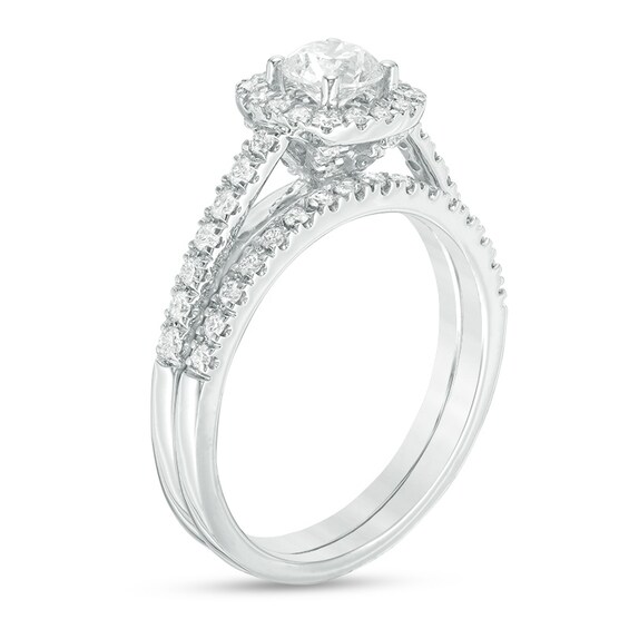 Previously Owned - 2 CT. T.w. Diamond Frame Bridal Set in 14K White Gold