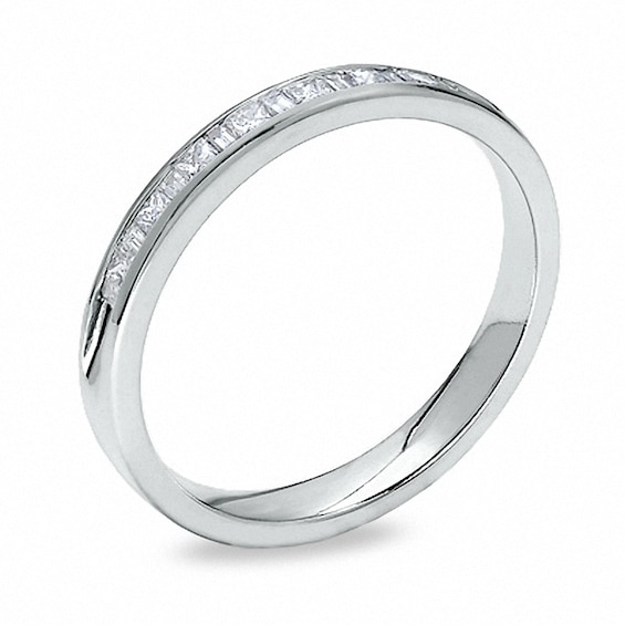Previously Owned - 1/4 CT. T.w. Princess-Cut and Baguette Diamond Band in 14K White Gold