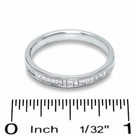 Previously Owned - 1/4 CT. T.w. Princess-Cut and Baguette Diamond Band in 14K White Gold