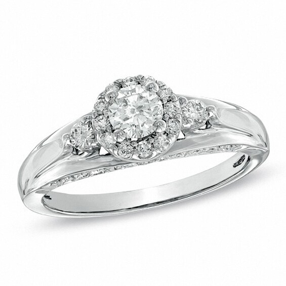 Previously Owned - 3/4 CT. T.w. Diamond Frame Engagement Ring in 14K White Gold