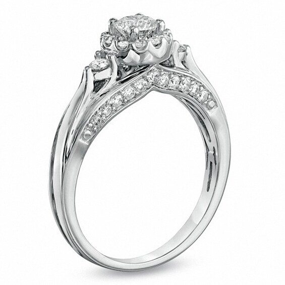 Previously Owned - 3/4 CT. T.w. Diamond Frame Engagement Ring in 14K White Gold