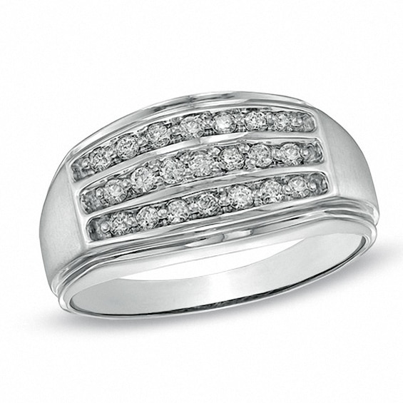 Previously Owned - 1/3 CT. T.w. Diamond Three Row Comfort Fit Anniversary Band in 10K White Gold