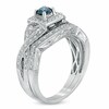Thumbnail Image 2 of Previously Owned - 1/2 CT. T.W. Enhanced Blue and White Diamond Vintage-Style Bridal Set in 14K White Gold