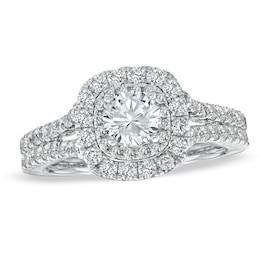 Previously Owned - Vera Wang Love Collection 1-1/2 CT. T.W. Diamond Split Shank Engagement Ring in 14K White Gold