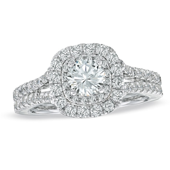 Previously Owned - Vera Wang Love Collection 1-1/2 CT. T.w. Diamond Split Shank Engagement Ring in 14K White Gold