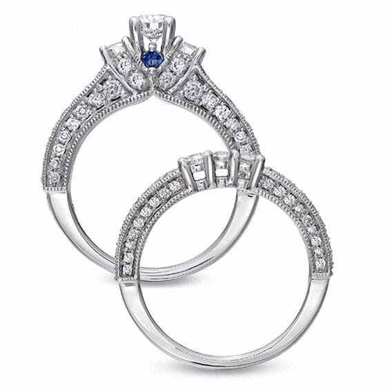 Previously Owned - Vera Wang Love Collection 2 CT. T.w. Diamond Three Stone Bridal Set in 14K White Gold