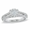 Thumbnail Image 1 of Previously Owned - 3/4 CT. T.W. Diamond Cluster Split Shank Engagement Ring in 14K White Gold